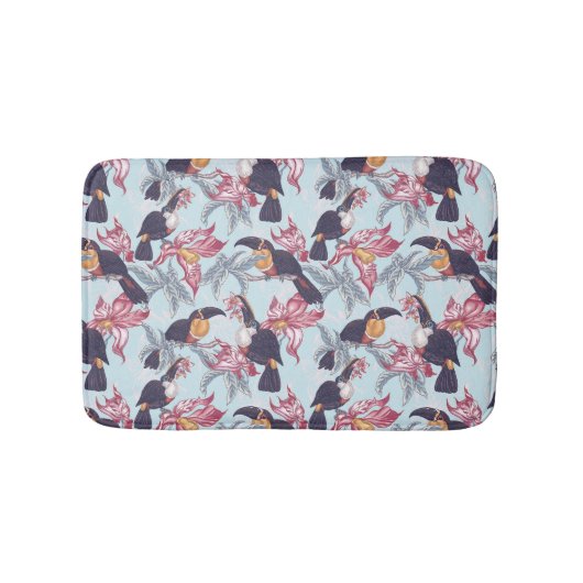 Toucher mit exotischer Blume Badematte (Vorderseite)
