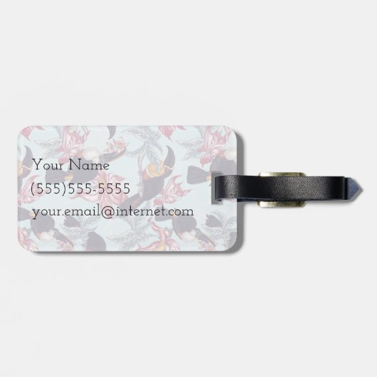 Toucher mit exotischer Blume| Monogramm Gepäckanhänger (Rückseite horizontal)