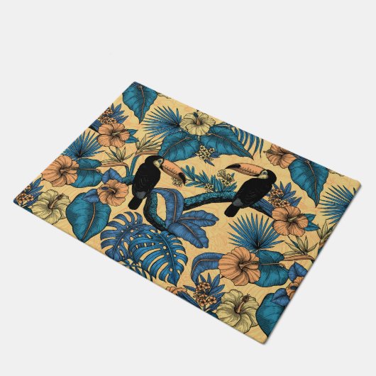 Touchgarten in Gelb und Blau Fußmatte (Schrägansicht)