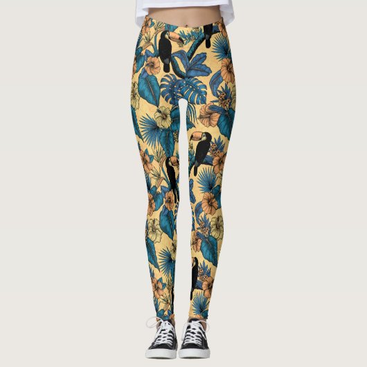 Touchgarten in Gelb und Blau Leggings (Vorderseite)