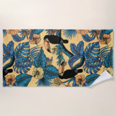 Touchgarten in Gelb und Blau Strandtuch (Vorderseite)