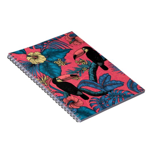 Touchgarten in Rot und Blau Notizblock (Rechte Seite)