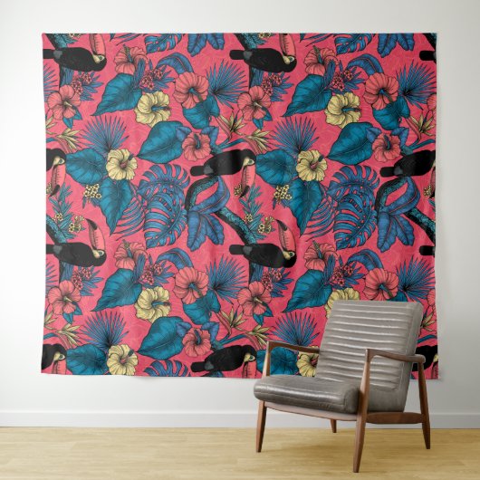 Touchgarten in Rot und Blau Wandteppich (Beispiel (Horizontal))