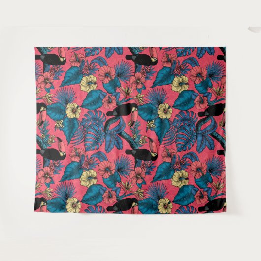 Touchgarten in Rot und Blau Wandteppich (Vorderseite (Horizontal))