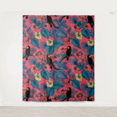 Touchgarten in Rot und Blau Wandteppich (Vorderseite)