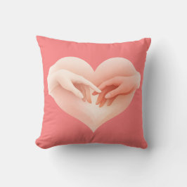 Touching Pink Hands Heart Love Throw Pillow Kissen