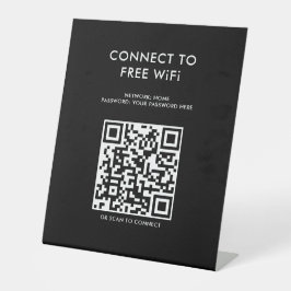 Touchless Menu QR Code WiFi Schwarz verbinden Sockelschild