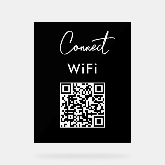 Touchless Menu QR Connect WiFi Black Acrylschild (Vorderseite)