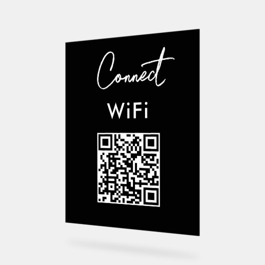 Touchless Menu QR Connect WiFi Black Acrylschild (Winkel)