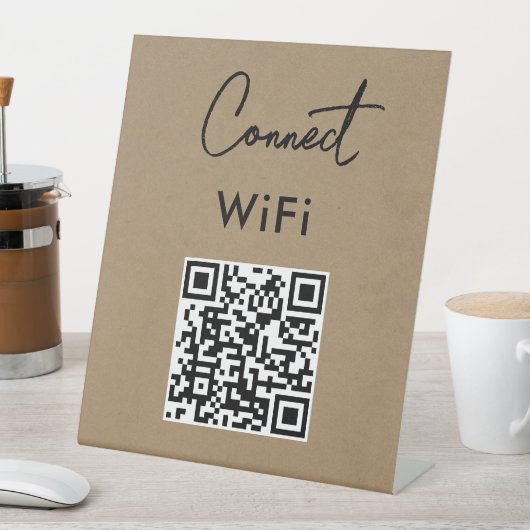 Touchless Menu QR Connect WiFi Kraft Sockelschild (In Situ)