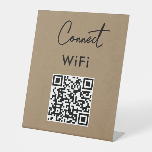 Touchless Menu QR Connect WiFi Kraft Sockelschild (Vorderseite)