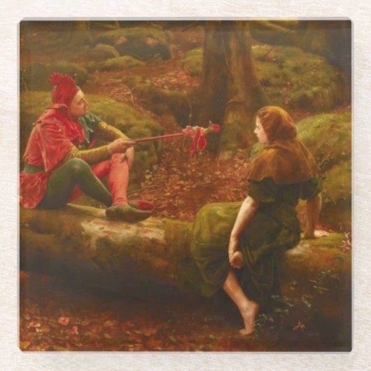 Touchstone und Audrey (von John Collier) Glasuntersetzer (Vorderseite)