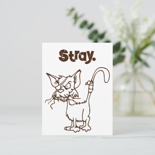 Tough Alley Cat Cartoon - Funny Tomcat Höhenlage Postkarte (Stehend Vorderseite)