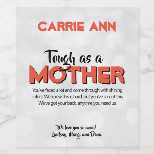 Tough as Mother Women Besties Bold Red Black Weinetikett (Einzelnes Label)