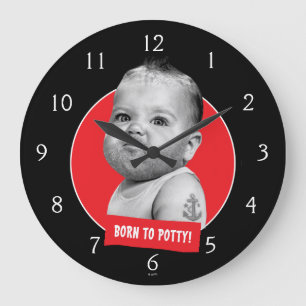 Tough Beared Baby Boy Große Wanduhr