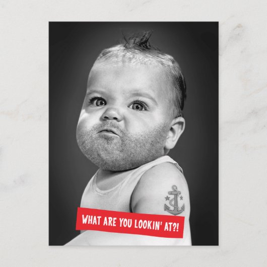 Tough Beared Baby Boy Postkarte (Vorderseite)