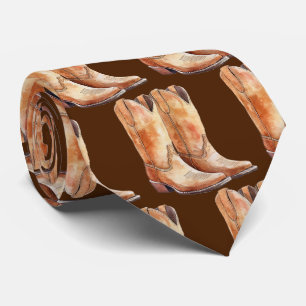 Tough Brown Cowboy Boots Neck Tie Krawatte