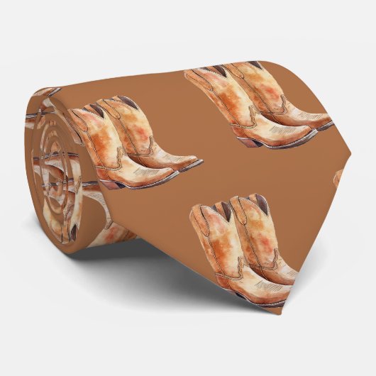 Tough Brown Cowboy Boots Neck Tie Krawatte (Gerollt)