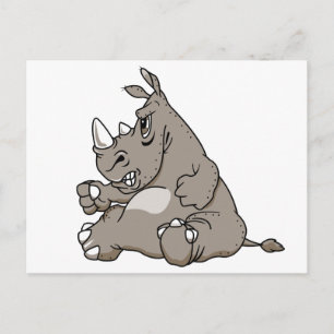 Tough Cartoon Rhino Postkarte