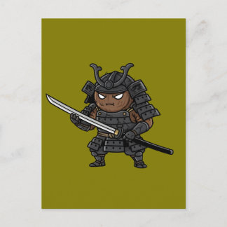 Tough Coconut Samurai Guardian Katana Illustration Postkarte