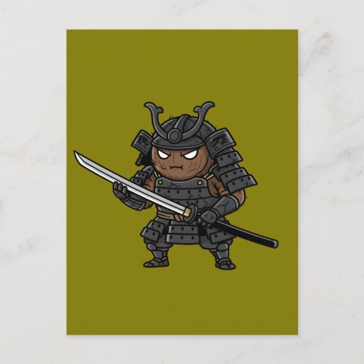 Tough Coconut Samurai Guardian Katana Illustration Postkarte (Vorderseite)