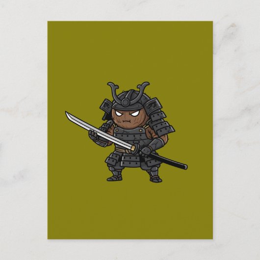 Tough Coconut Samurai Guardian Katana Illustration Postkarte (Vorderseite)