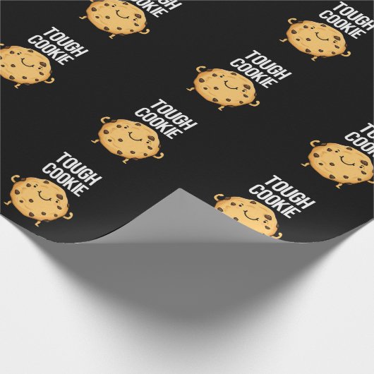 Tough Cookie Funny Cookie Pun Dark BG Geschenkpapier (Ecke)
