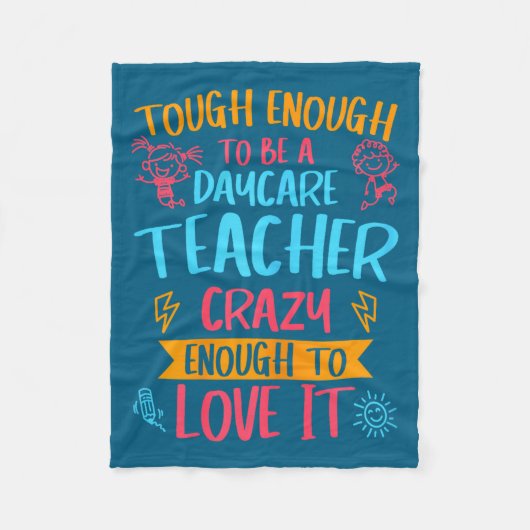 Tough Enough To Be A Daycare Teacher Funny Daycare Fleecedecke (Vorderseite)