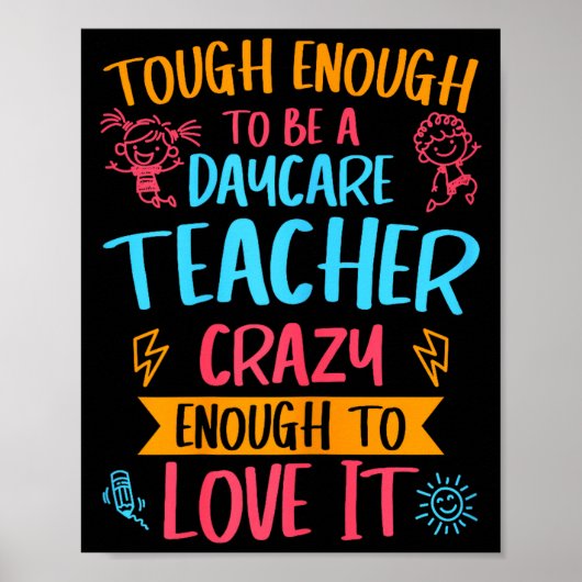 Tough Enough To Be A Daycare Teacher Funny Daycare Poster (Vorne)
