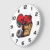 Tough Football Warrior Mascot Red Helmet Muskel Große Wanduhr (Winkel)