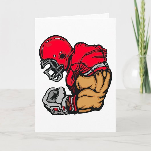 Tough Football Warrior Mascot Red Helmet Muskel Karte