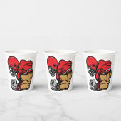 Tough Football Warrior Mascot Red Helmet Muskel Pappbecher