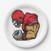 Tough Football Warrior Mascot Red Helmet Muskel Pappteller (Vorderseite)