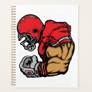 Tough Football Warrior Mascot Red Helmet Muskel Planer