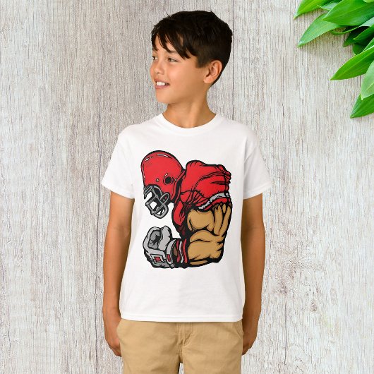 Tough Football Warrior Mascot Red Helmet Muskel T-Shirt