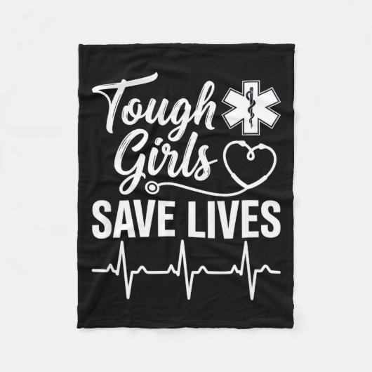 Tough Girls Save Lives Ems Paramedic Emt Stethosco Fleecedecke (Vorderseite)
