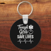 Tough Girls Save Lives Ems Paramedic Emt Stethosco Schlüsselanhänger (Vorderseite)