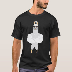 Tough Guy Muskelstarker Lama Alpaka Junge Mädchen T-Shirt