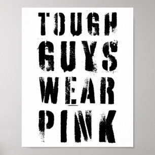 Tough Guys tragen rosa Vintage Rosa Brustkrebs Auf Poster