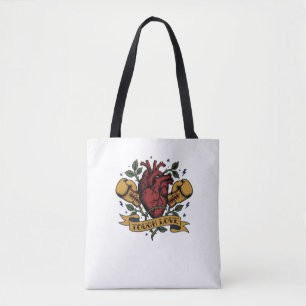 Tough Love Boxen Herz Rose Tattoo Flash Stark Tasche