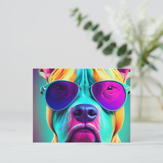 Tough Pit Bull Postkarte (Stehend Vorderseite)