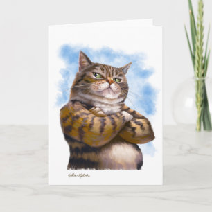 Tough Tabby-Katze Cartoon Karte