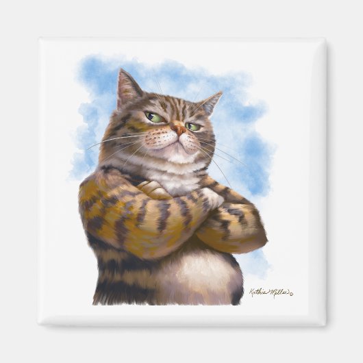 Tough Tabby Katze Cartoon Magnet (Vorne)