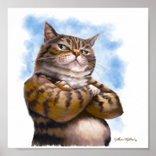 Tough Tabby-Katze Cartoon Poster (Vorne)