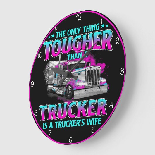 Tougher als Trucker: LKW-Ehefrau Große Wanduhr (Winkel)