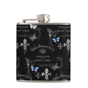 Toujours Paris Schmetterlinge Collage Trinkflasche Flachmann
