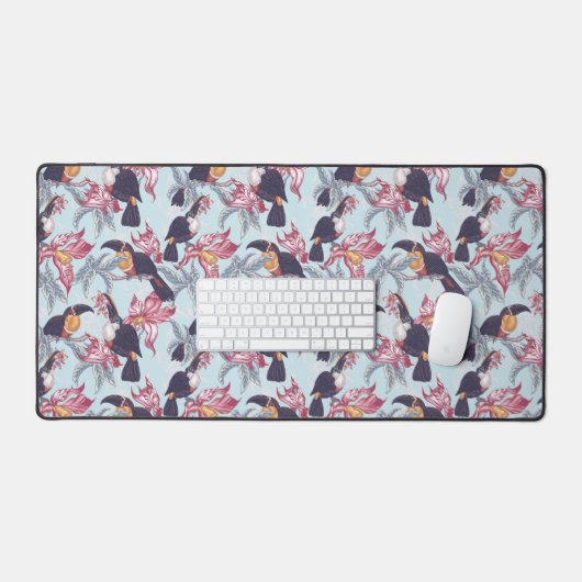 Toukane mit exotischen Blume Schreibtischunterlage (Tastatur & Maus)