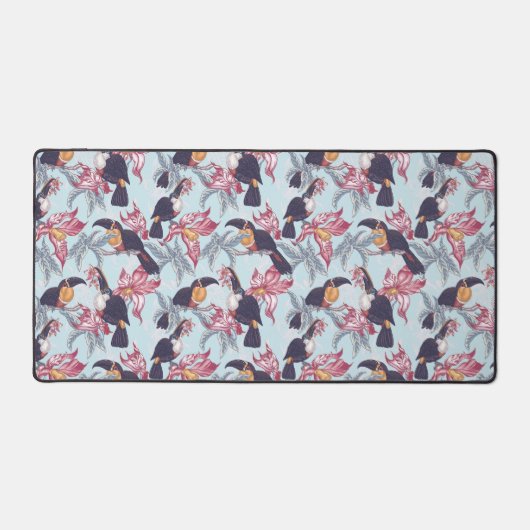 Toukane mit exotischen Blume Schreibtischunterlage (Vorderseite)