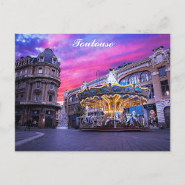 Toulouse France Carousel Sunset Travel Postkarte