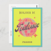 Toulouse Frankreich Reise bonjour retro bunt Postkarte (Vorne/Hinten)